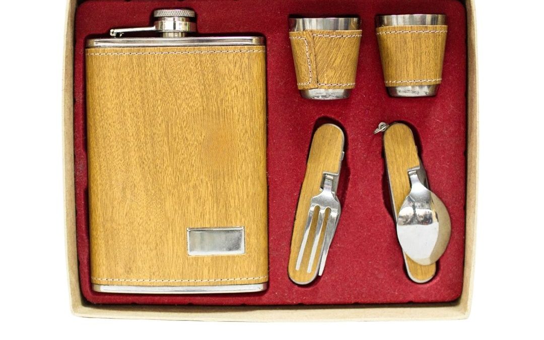 Hip Flask Gift Set with Cutlery and Shot Glass