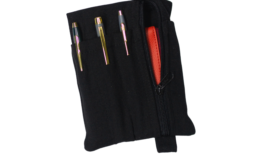 Pouch with Pen Slots and Adjustable Strap