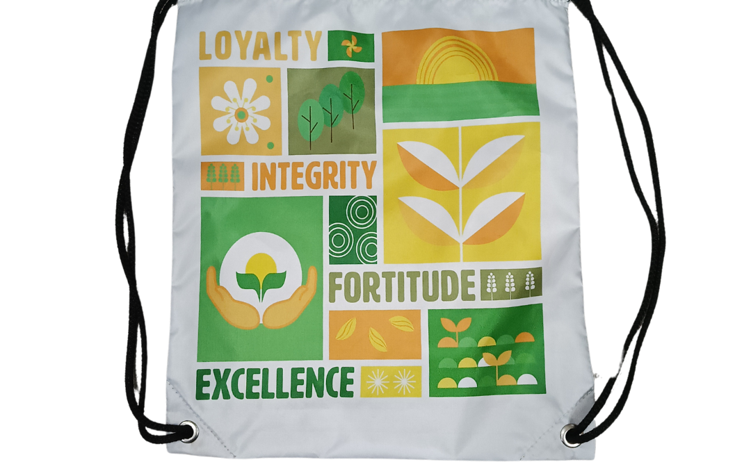 Drawstring Bag with Colored Artwork Print